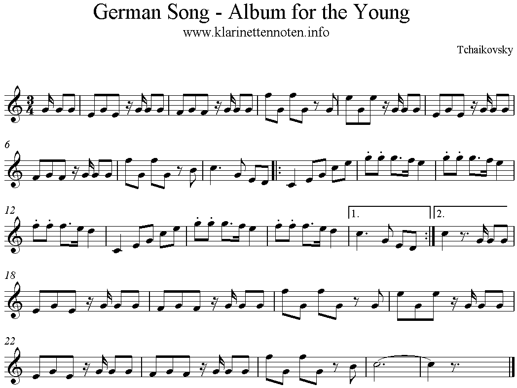German Song, Tchaikovsky, Album for the Young
